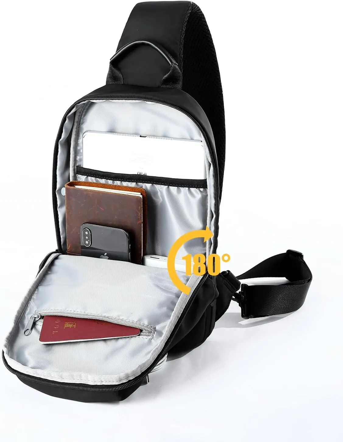 Sling Bag for Men Crossbody Side Bag Man Sling Backpack Waterproof Black for Hiking Travel