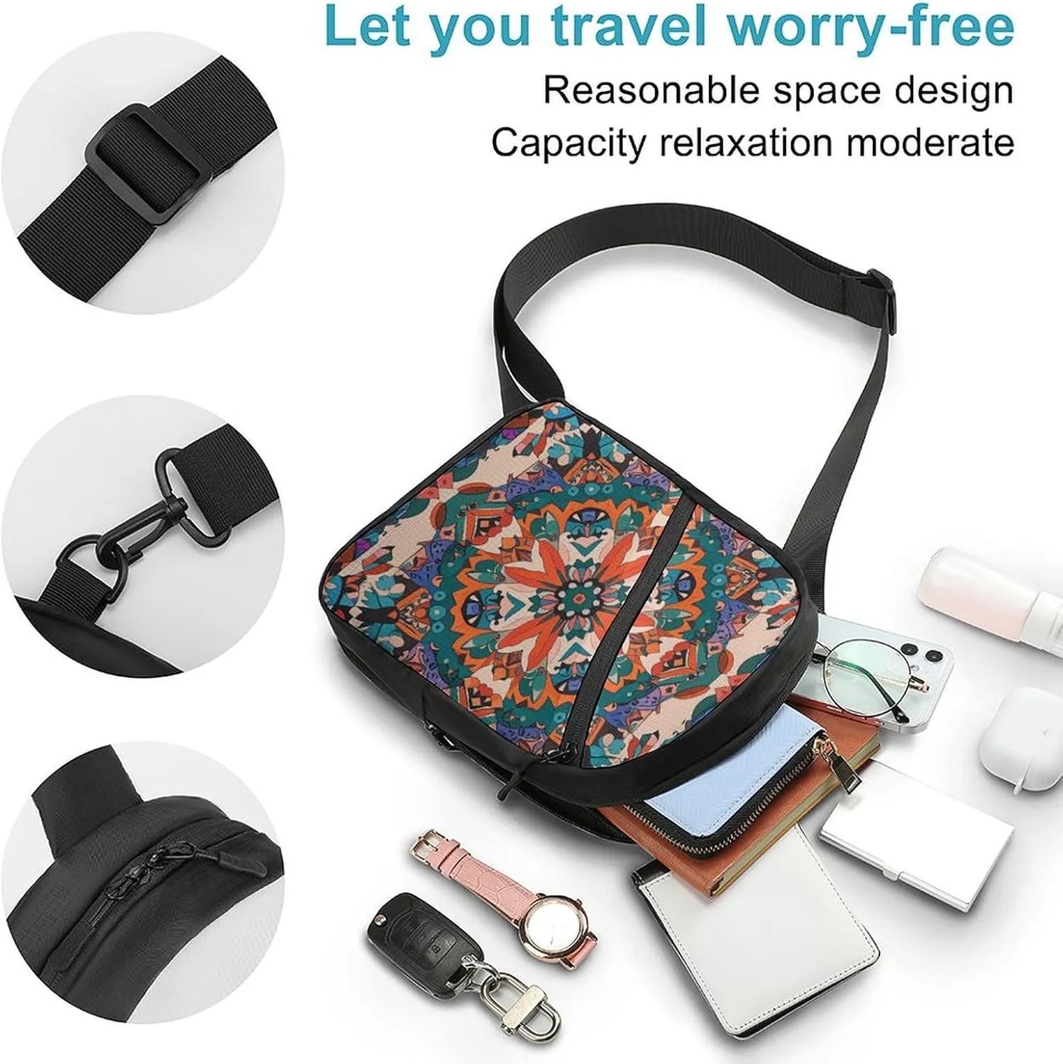 Sling Bag for Women Men Daypack Bohemian Chest Bag Crossbody Backpack for Hiking Travel