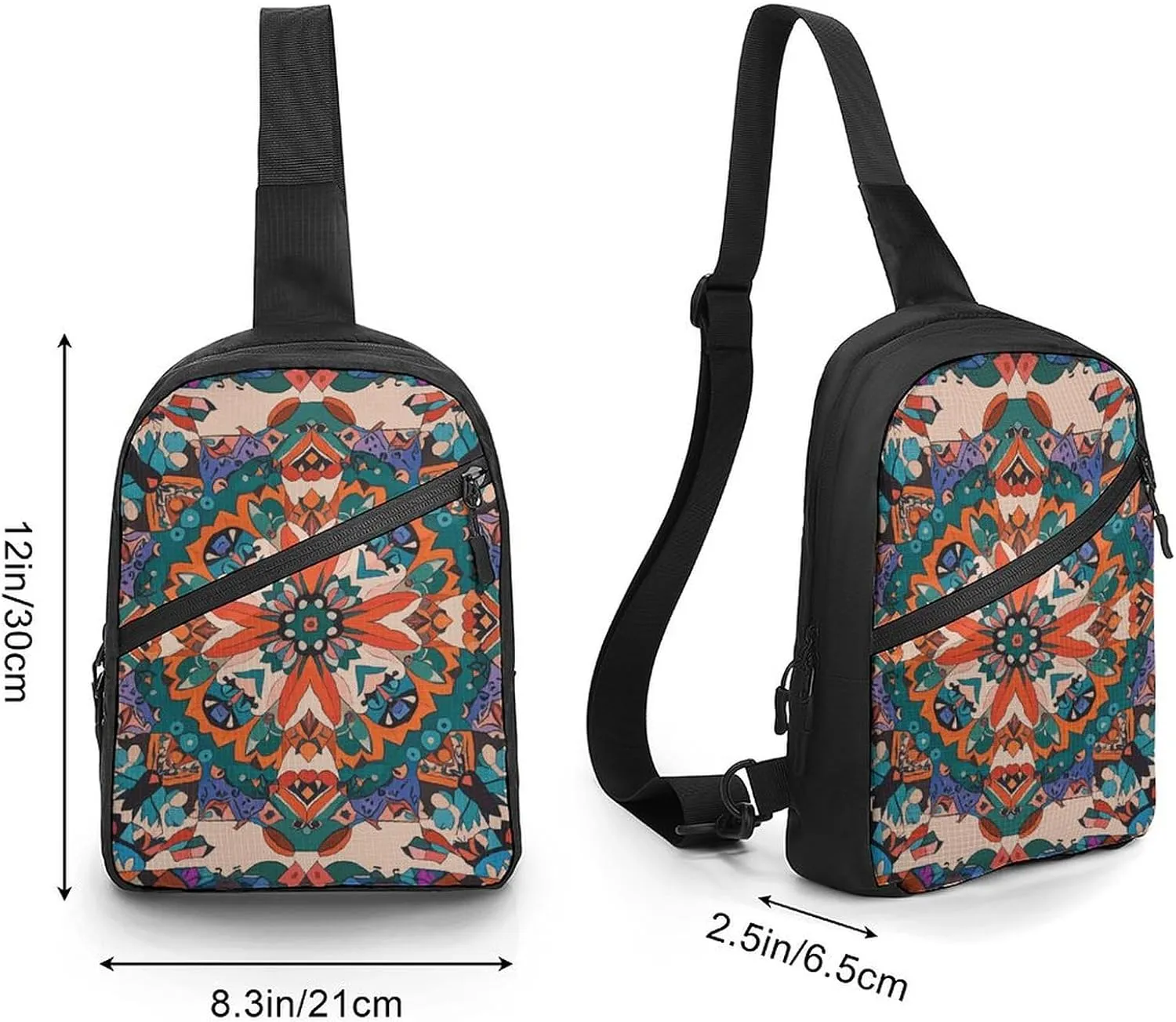 Sling Bag for Women Men Daypack Bohemian Chest Bag Crossbody Backpack for Hiking Travel