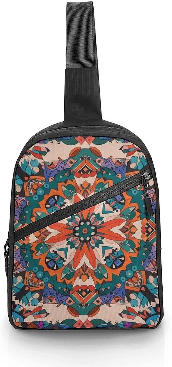 Sling Bag for Women Men Daypack Bohemian Chest Bag Crossbody Backpack for Hiking Travel