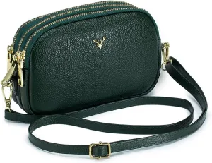 Small Crossbody Bags Genuine Leather Shoulder Handbags Trendy Design Cellphone Purses for Women and Girls