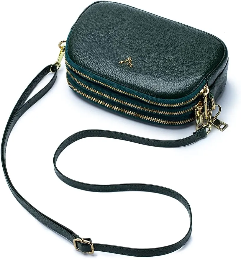 Small Crossbody Bags Genuine Leather Shoulder Handbags Trendy Design Cellphone Purses for Women and Girls