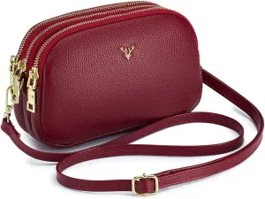 Small Crossbody Bags Genuine Leather Shoulder Handbags Trendy Design Cellphone Purses for Women and Girls