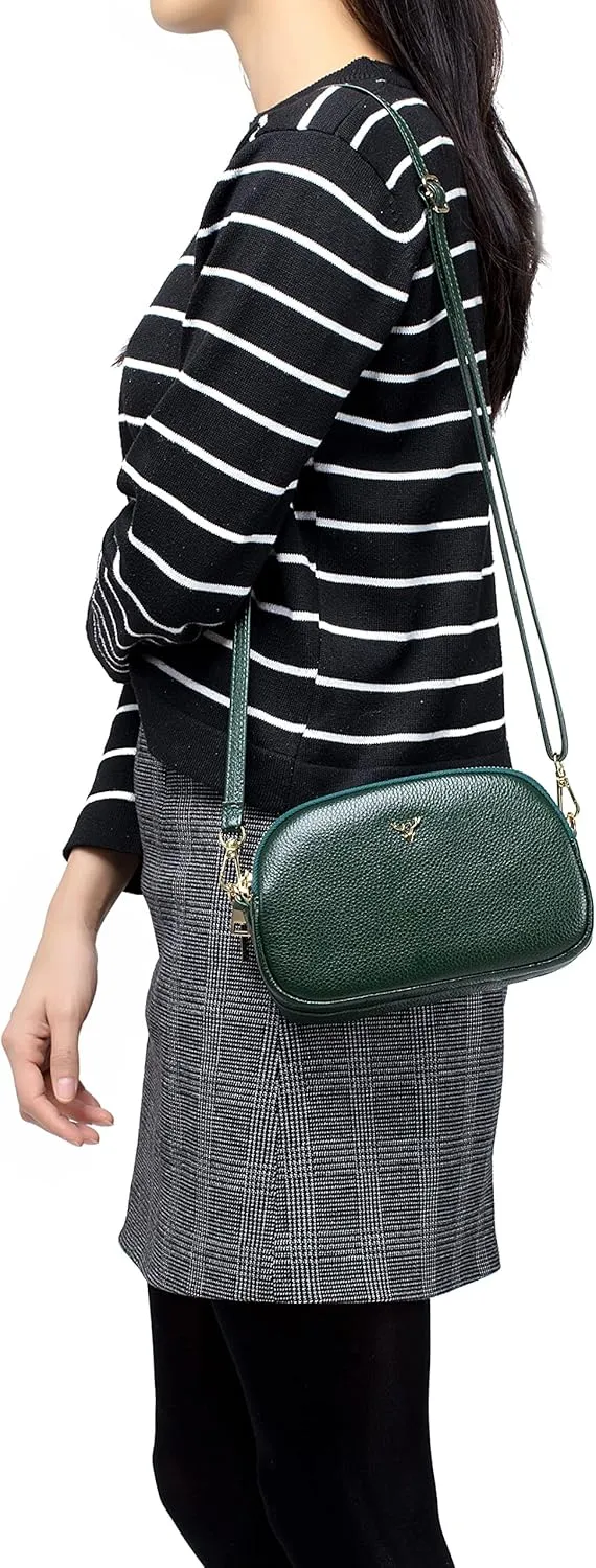 Small Crossbody Bags Genuine Leather Shoulder Handbags Trendy Design Cellphone Purses for Women and Girls