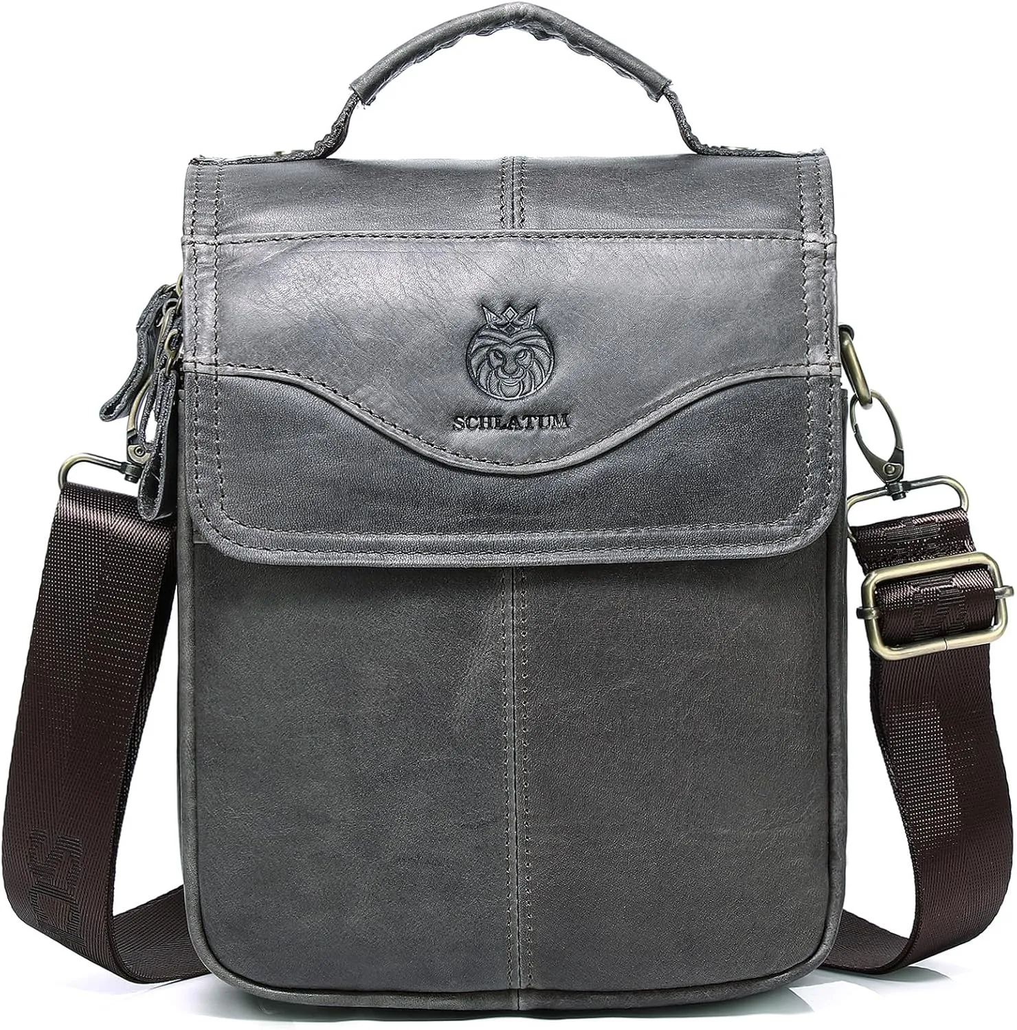 Small Leather Messenger Bag for Men Genuine Leather Crossbody Shoulder Bag Men Purse Man Bag with Multiple Pockets