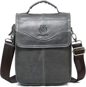 Small Leather Messenger Bag for Men Genuine Leather Crossbody Shoulder Bag Men Purse Man Bag with Multiple Pockets
