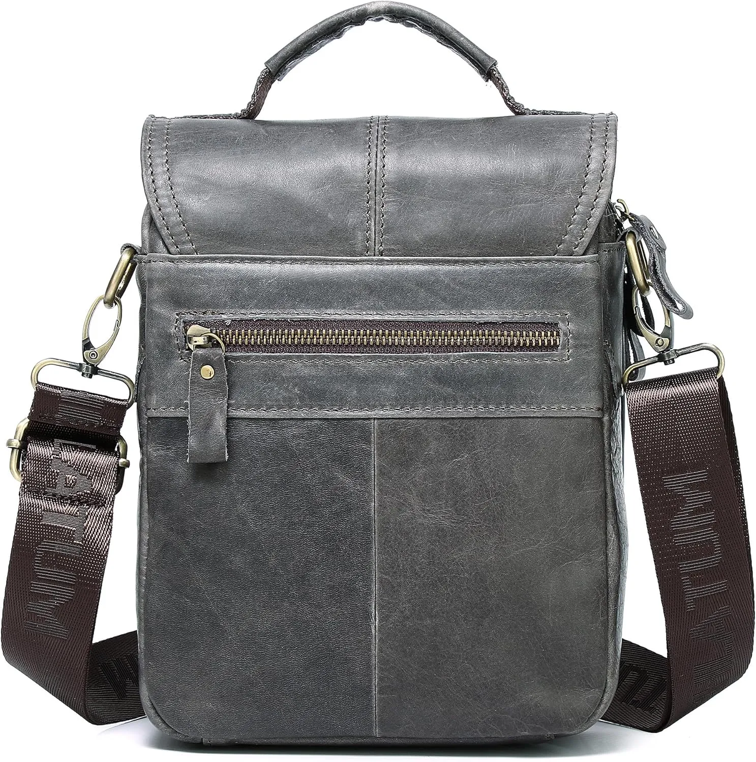 Small Leather Messenger Bag for Men Genuine Leather Crossbody Shoulder Bag Men Purse Man Bag with Multiple Pockets