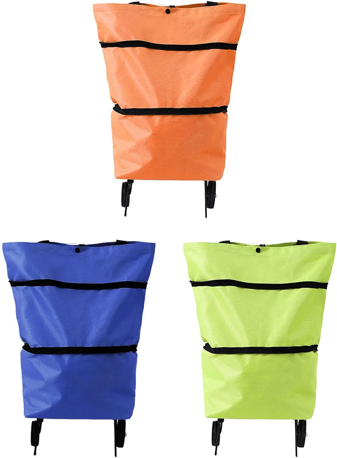 Small Pull Cart Trolley Bag Oxford Cloth Shopping Food Organization Container for Shopping Mall Vegetable Fruit