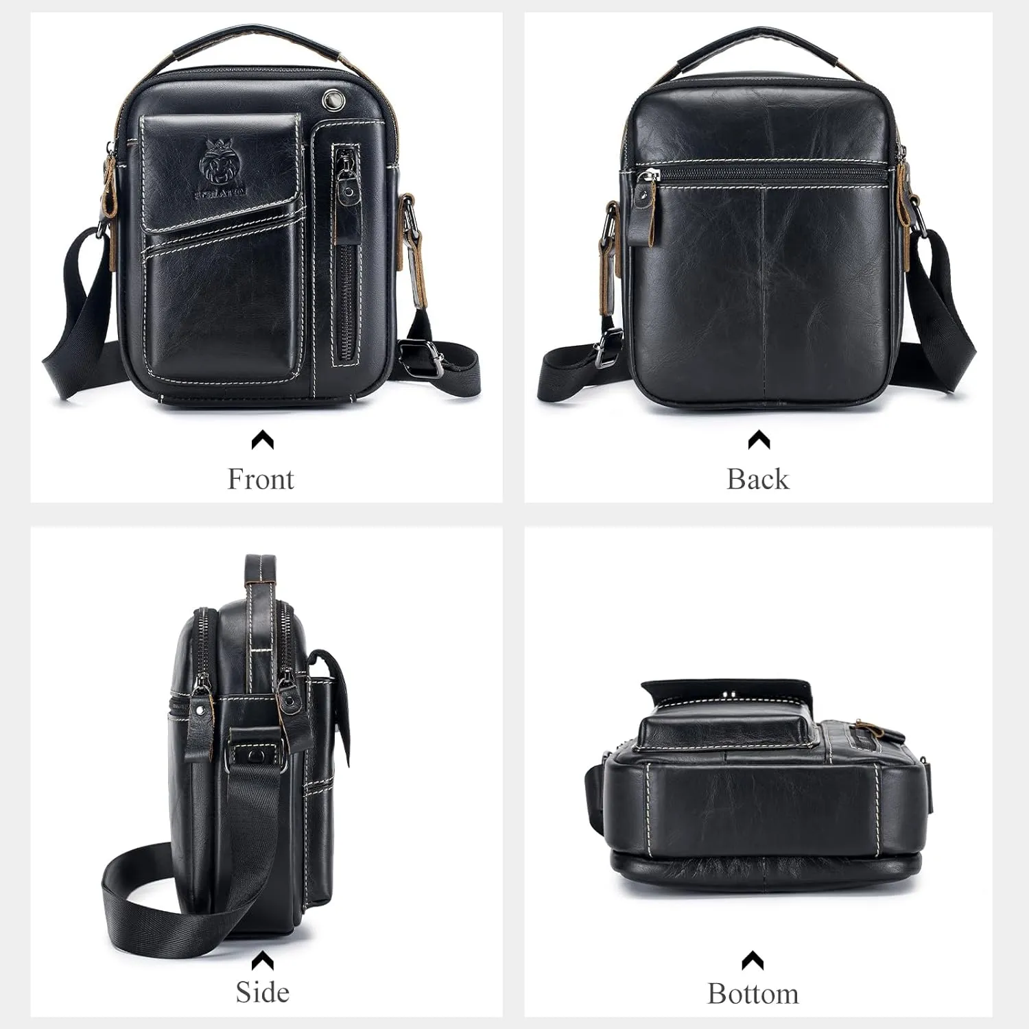 Small Shoulder Bag for Men Genuine Leather Crossbody Messenger Bag Man Purse Casual Handbag