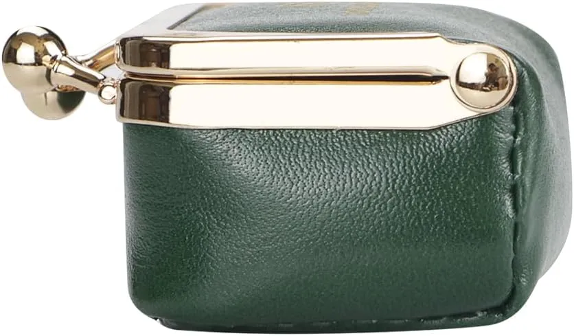 Small Size, Retro Genuine Leather Mini Kiss Lock Coin Purse – Women's Jewelry Box for Earrings, Rings & More 3894 (Rose)