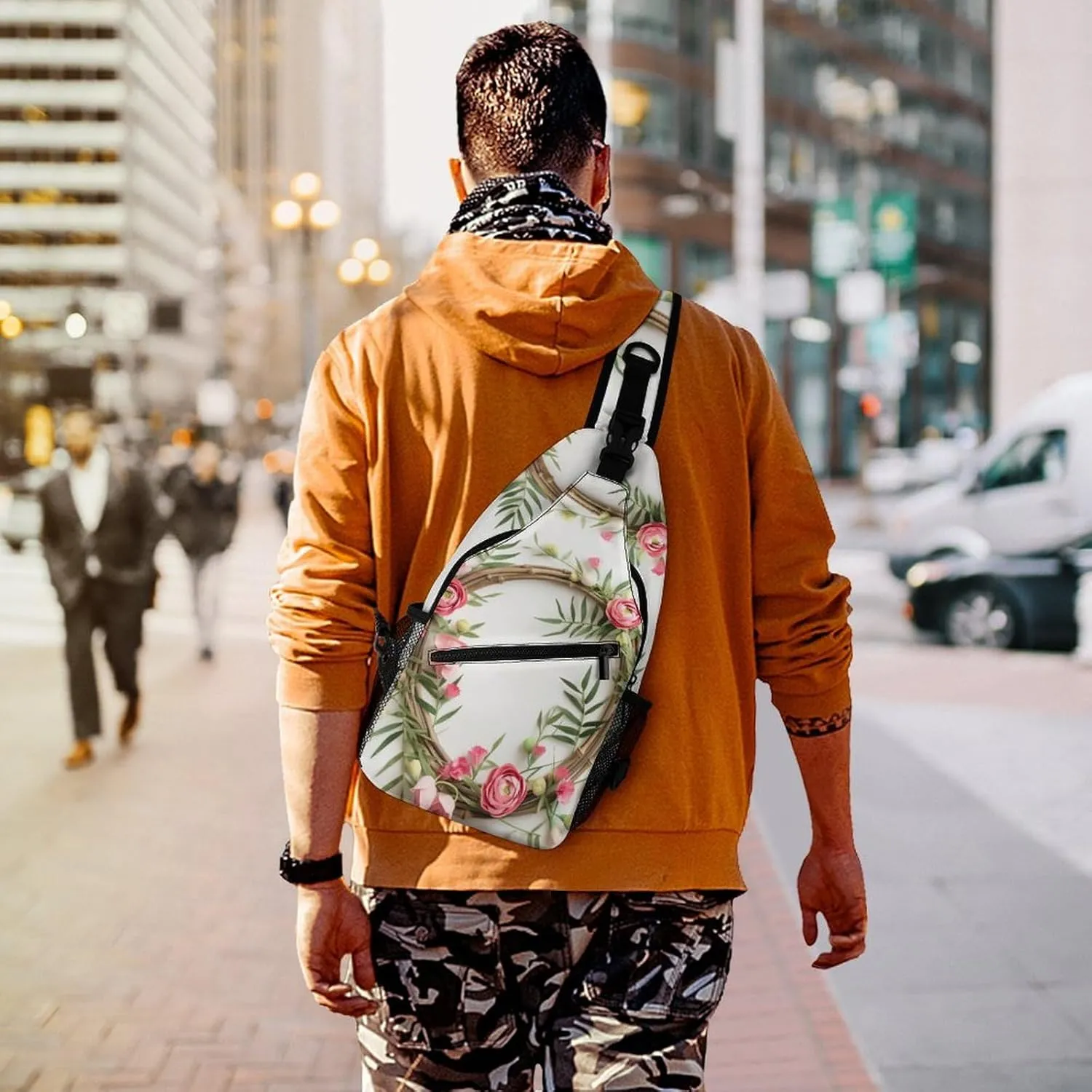 Small Sling Chest Bag Crossbody Bag for Men Women,Handmade Garland Lightweight Gym Daypack for Travel Cycling Hiking