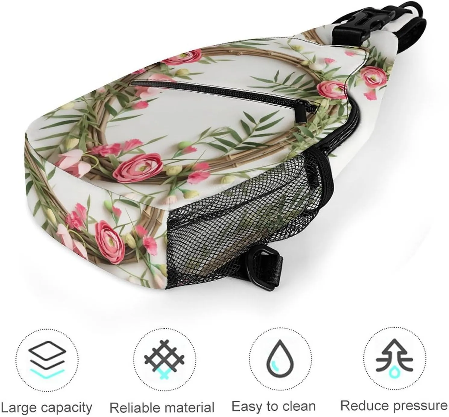Small Sling Chest Bag Crossbody Bag for Men Women,Handmade Garland Lightweight Gym Daypack for Travel Cycling Hiking