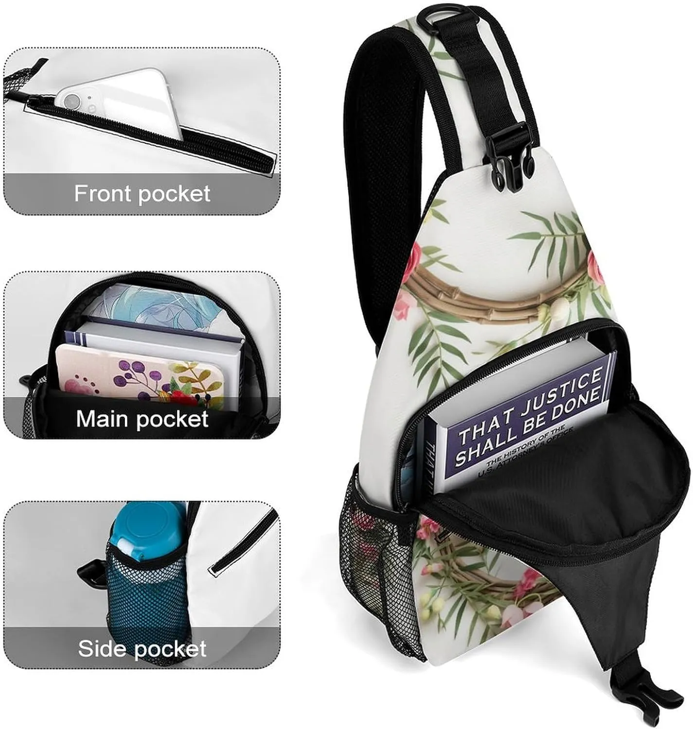 Small Sling Chest Bag Crossbody Bag for Men Women,Handmade Garland Lightweight Gym Daypack for Travel Cycling Hiking