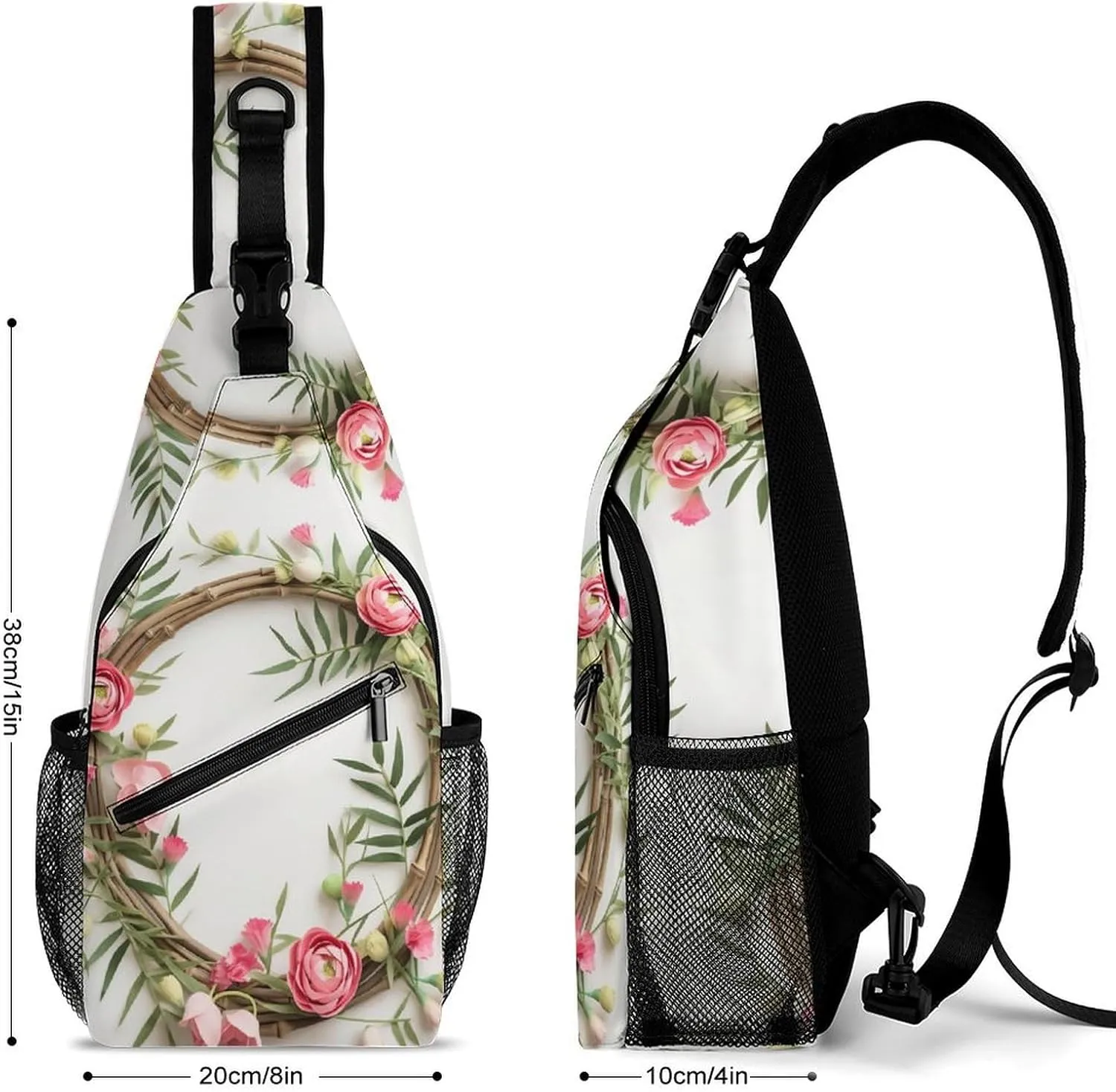 Small Sling Chest Bag Crossbody Bag for Men Women,Handmade Garland Lightweight Gym Daypack for Travel Cycling Hiking