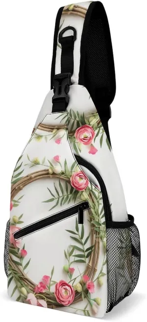 Small Sling Chest Bag Crossbody Bag for Men Women,Handmade Garland Lightweight Gym Daypack for Travel Cycling Hiking