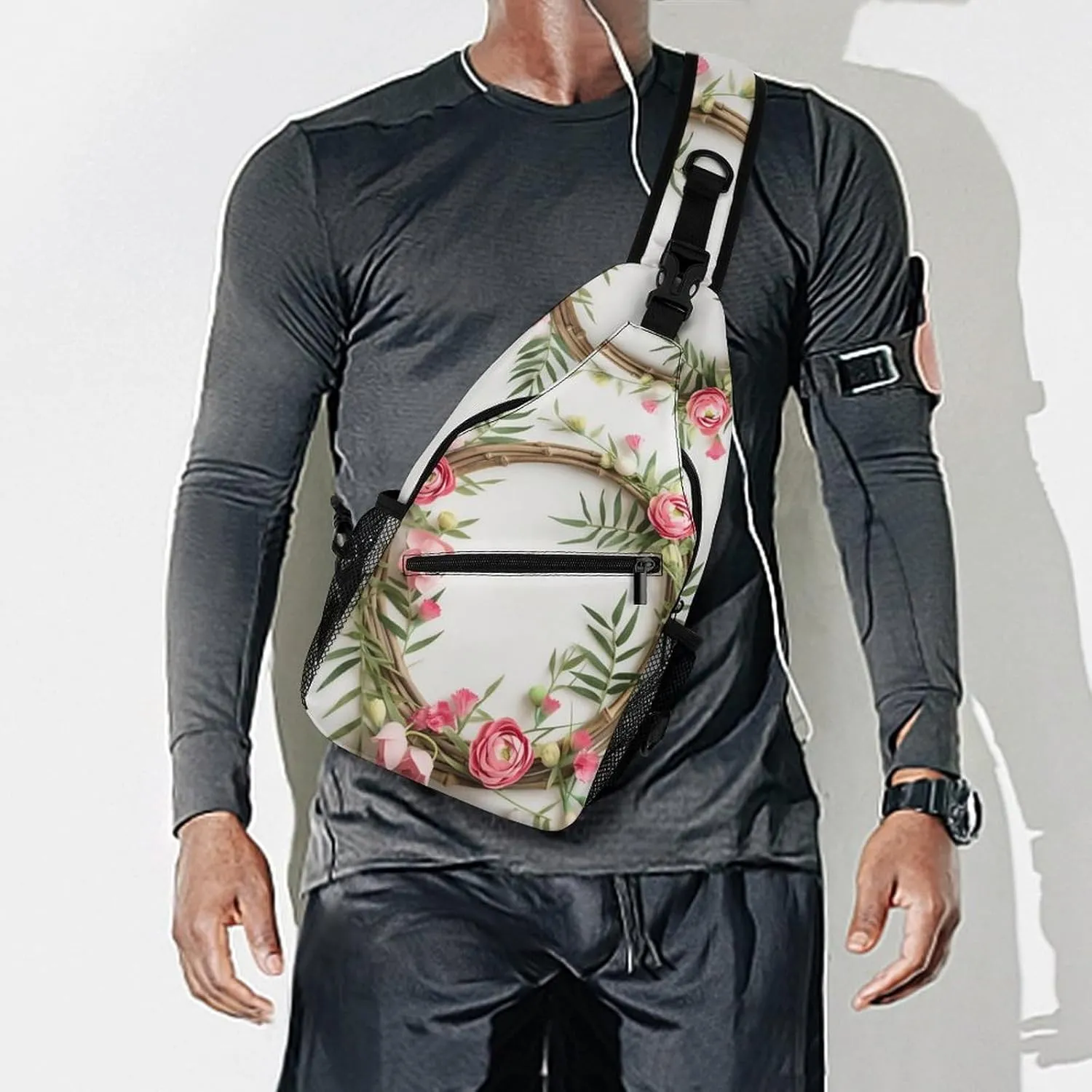 Small Sling Chest Bag Crossbody Bag for Men Women,Handmade Garland Lightweight Gym Daypack for Travel Cycling Hiking