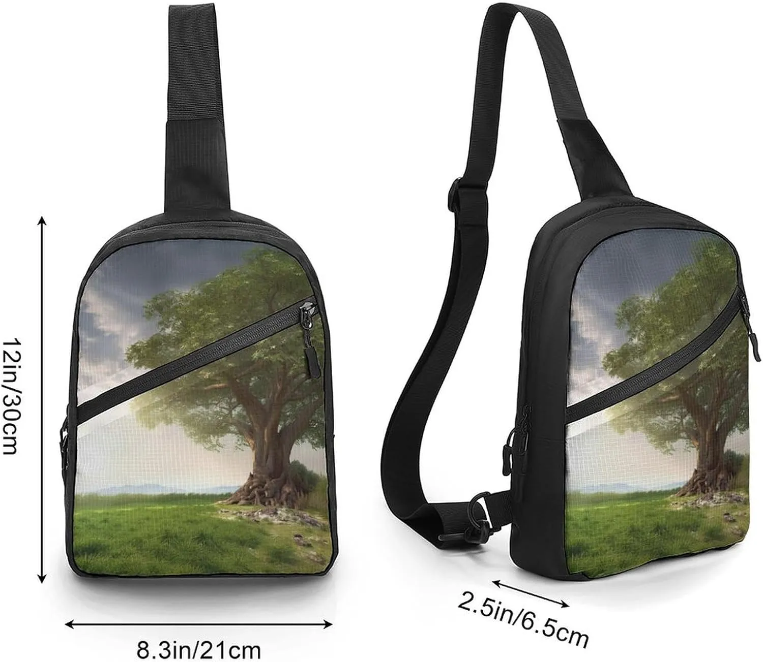 Small Sling Chest Bag Crossbody Bag for Men Women,Tree with Branch Scenery Lightweight Gym Daypack for Travel Cycling Hiking