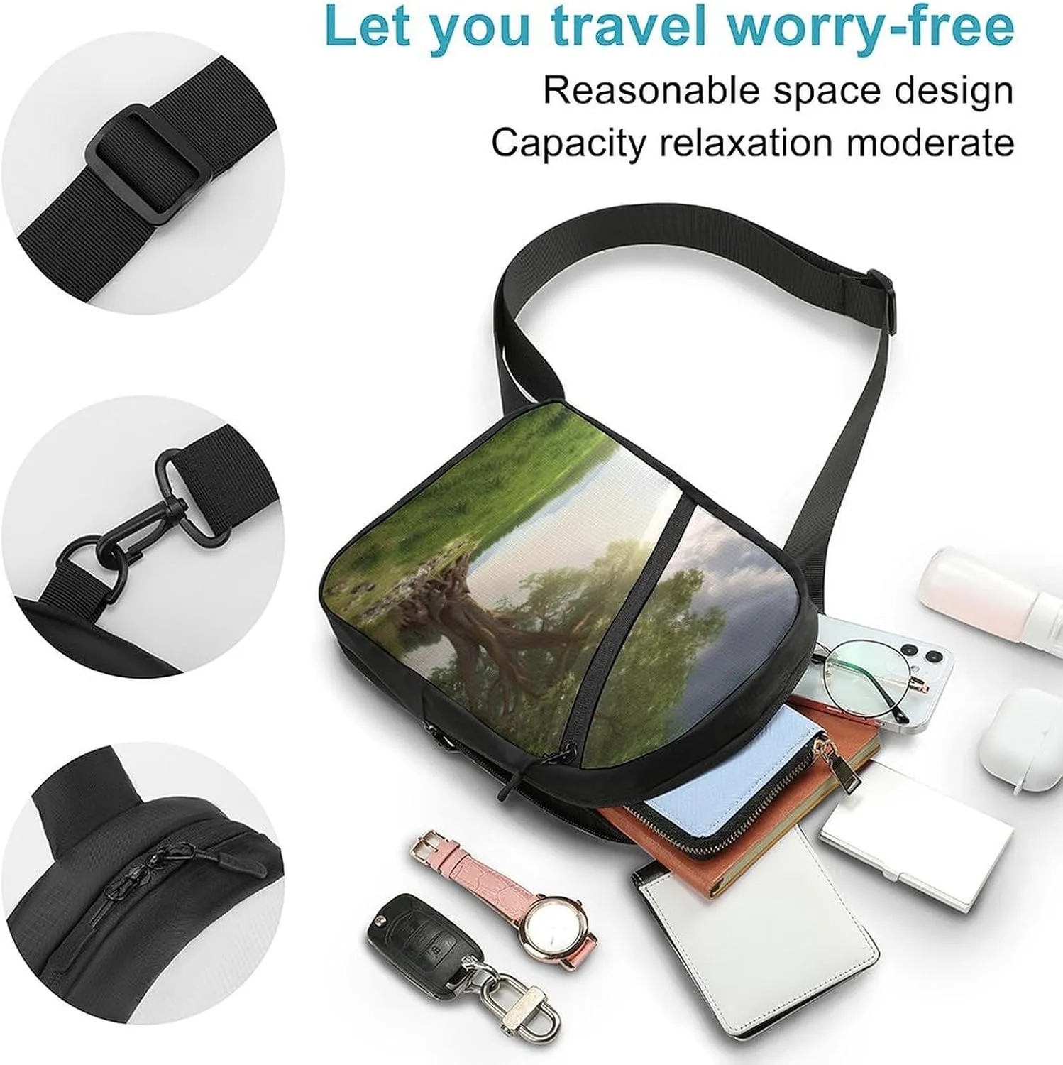 Small Sling Chest Bag Crossbody Bag for Men Women,Tree with Branch Scenery Lightweight Gym Daypack for Travel Cycling Hiking