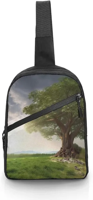 Small Sling Chest Bag Crossbody Bag for Men Women,Tree with Branch Scenery Lightweight Gym Daypack for Travel Cycling Hiking