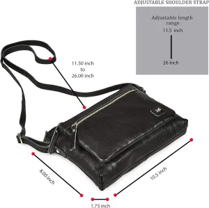 Small Soft Pebbled Real Leather Crossbody Handbags & Purses - Triple Zip Premium Sling Crossover Shoulder Bag for Women pack of 2- Red & Black