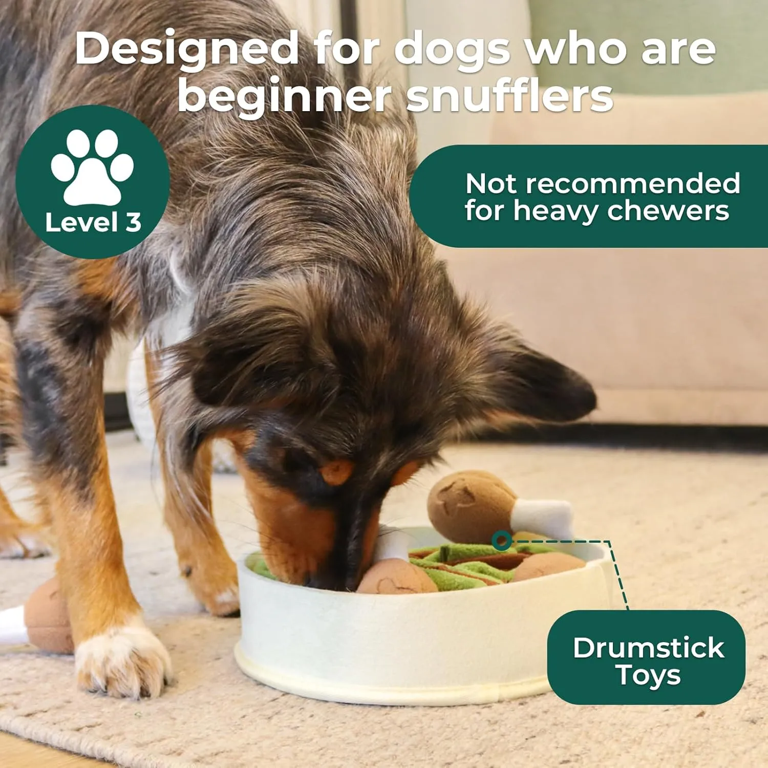 Snuffle Toy for Dogs, Interactive Dog Treat Puzzle, Puppy Plush Toy, Machine Washable Dog Enrichment for Slow Feeder, Made of Recycled Materials, All Breed Sizes