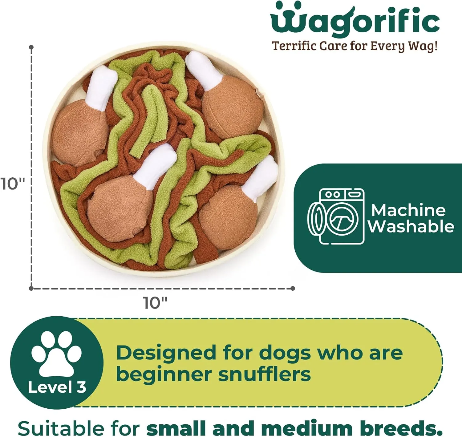 Snuffle Toy for Dogs, Interactive Dog Treat Puzzle, Puppy Plush Toy, Machine Washable Dog Enrichment for Slow Feeder, Made of Recycled Materials, All Breed Sizes