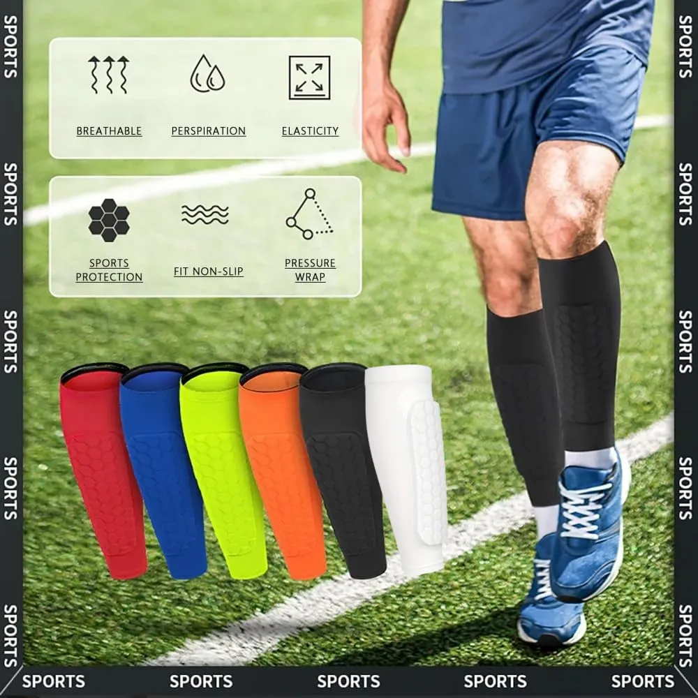 Soccer Shin Guards Shin Pads for Kids Youth Adult, Calf Compression Sleeve with Honeycomb Pads, Lightweight Calf Protective Soccer Gear for Football Baseball Boxing