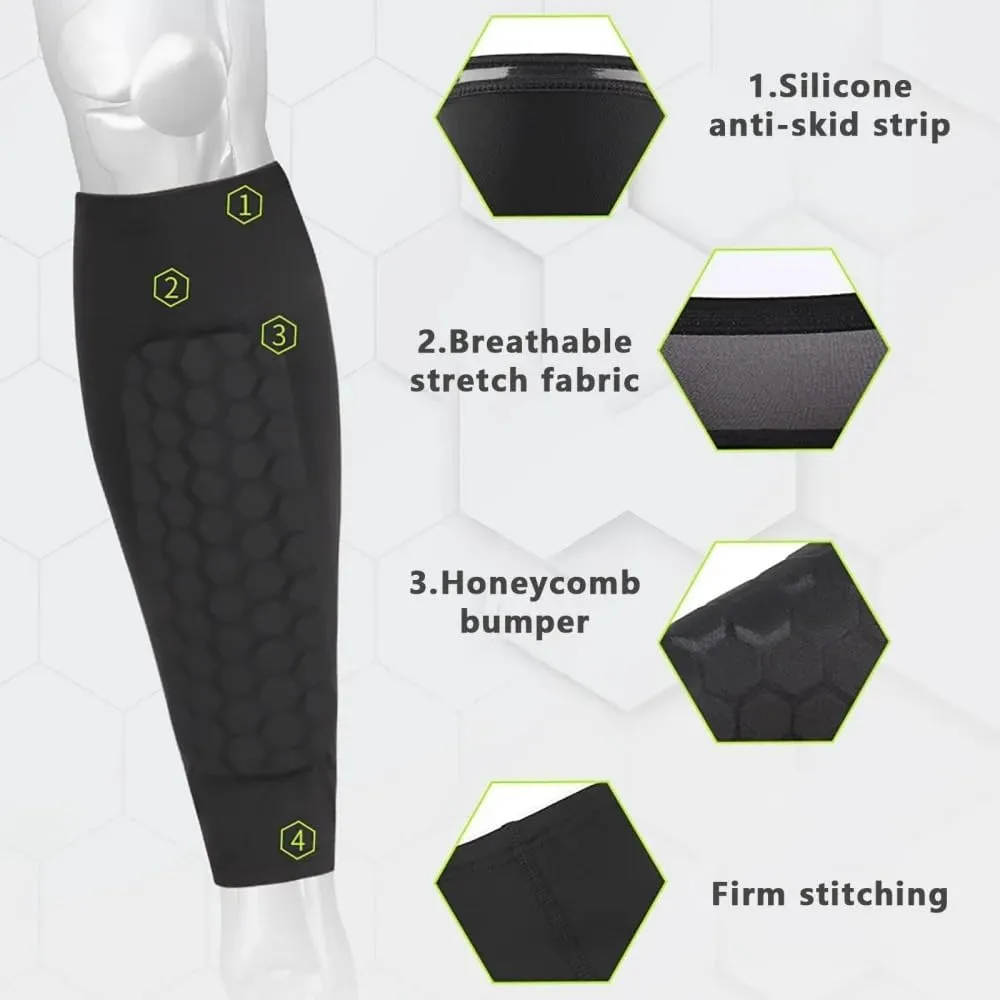 Soccer Shin Guards Shin Pads for Kids Youth Adult, Calf Compression Sleeve with Honeycomb Pads, Lightweight Calf Protective Soccer Gear for Football Baseball Boxing
