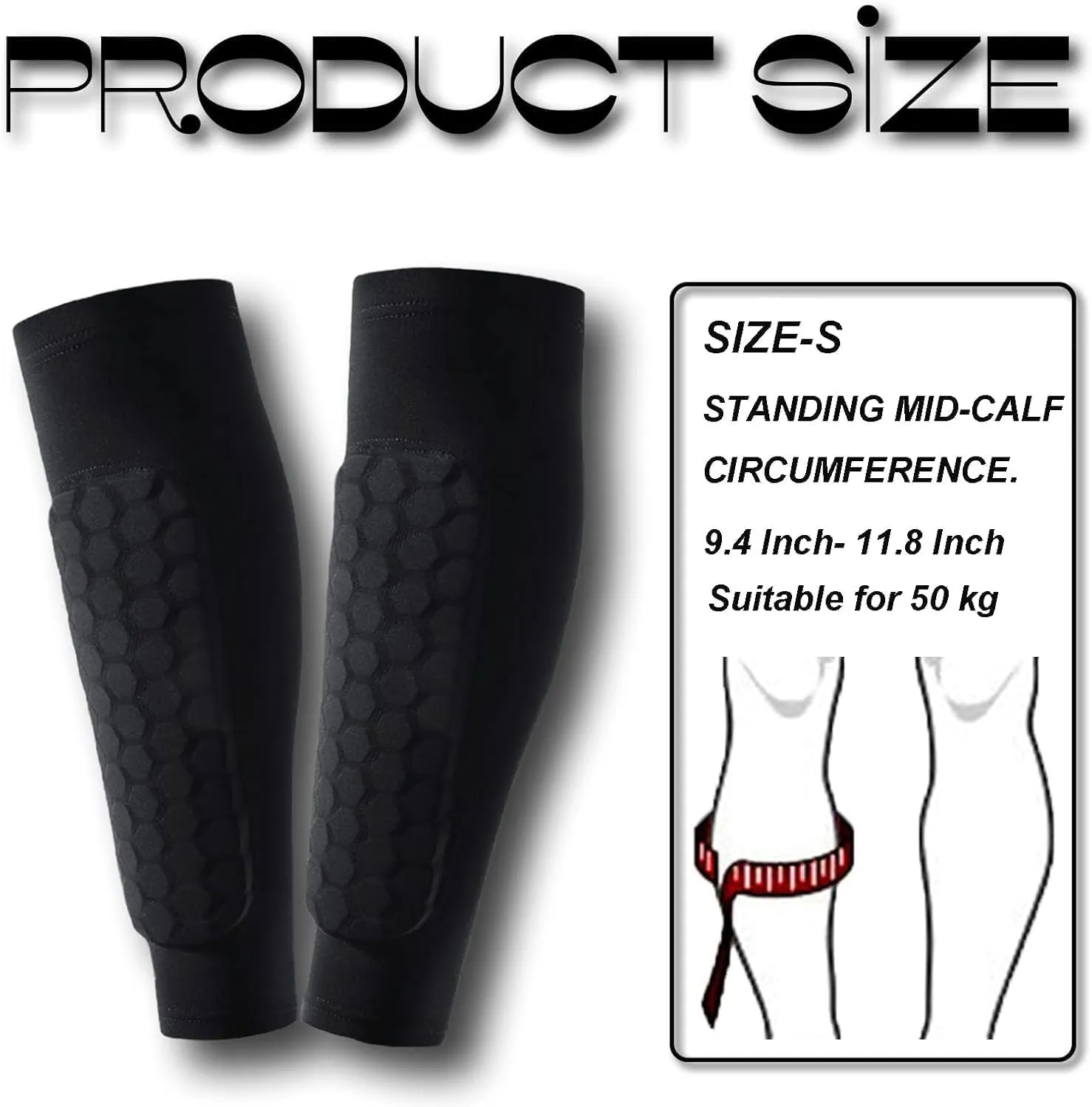 Soccer Shin Guards Shin Pads for Kids Youth Adult, Calf Compression Sleeve with Honeycomb Pads, Lightweight Calf Protective Soccer Gear for Football Baseball Boxing