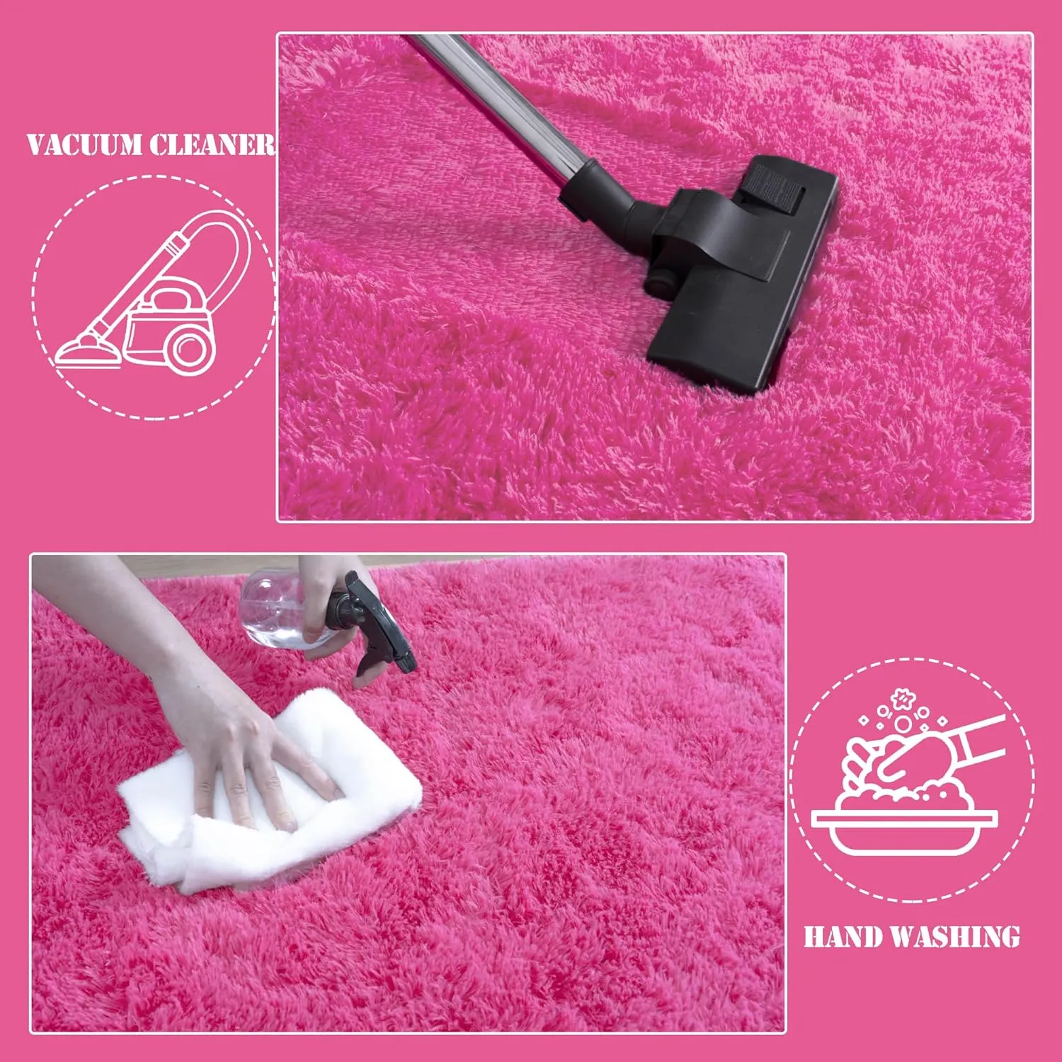 Soft Fluffy Rug for Living Room, 4x6 Hot Pink Shag Area Rug for Bedroom Living Room, Non-Slip Fuzzy Carpet for Girls Boys Kids, Throw Rugs for Dorm, Modern Home Decor Aesthetic