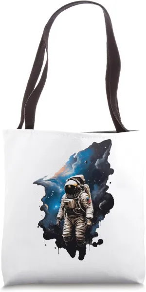 Solitary Astronaut Floating in Inky Space - Graphic Shirt Tote Bag