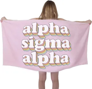 Sorority Shop ASA Beach Towel - Alpha Sigma Alpha Retro Sorority Towel for Beach, Bath and Pool - Trendy, Multipurpose, Extra Large, Lightweight, Cotton Towel for Gifts