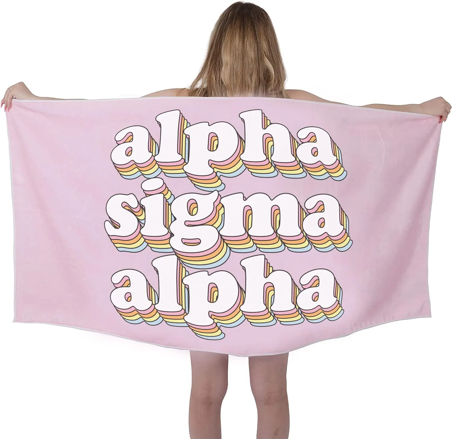 Sorority Shop ASA Beach Towel - Alpha Sigma Alpha Retro Sorority Towel for Beach, Bath and Pool - Trendy, Multipurpose, Extra Large, Lightweight, Cotton Towel for Gifts