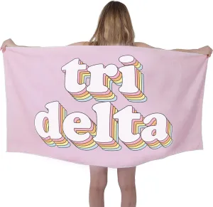 Sorority Shop DDD Beach Towel - Delta Delta Delta Retro Sorority Towel for Beach, Bath and Pool - Trendy, Multipurpose, Extra Large, Lightweight, Cotton Towel for Gifts
