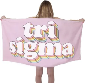 Sorority Shop SSS Beach Towel - Sigma Sigma Sigma Retro Sorority Towel for Beach, Bath and Pool - Trendy, Multipurpose, Extra Large, Lightweight, Cotton Towel for Gifts