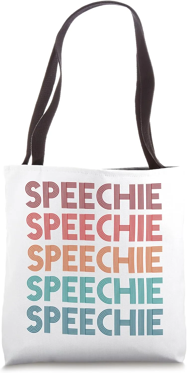 Speechie - Retro Repeating - SLP Speech Language Pathology Tote Bag