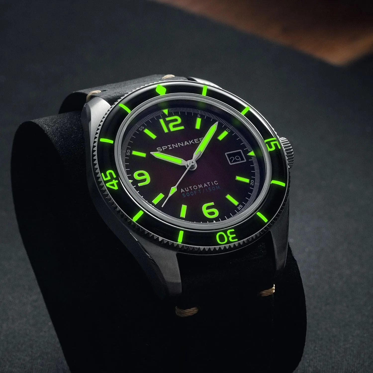 Spinnaker Mens 43mm Fleuss Automatic Watch with Genuine Leather Strap SP-5055