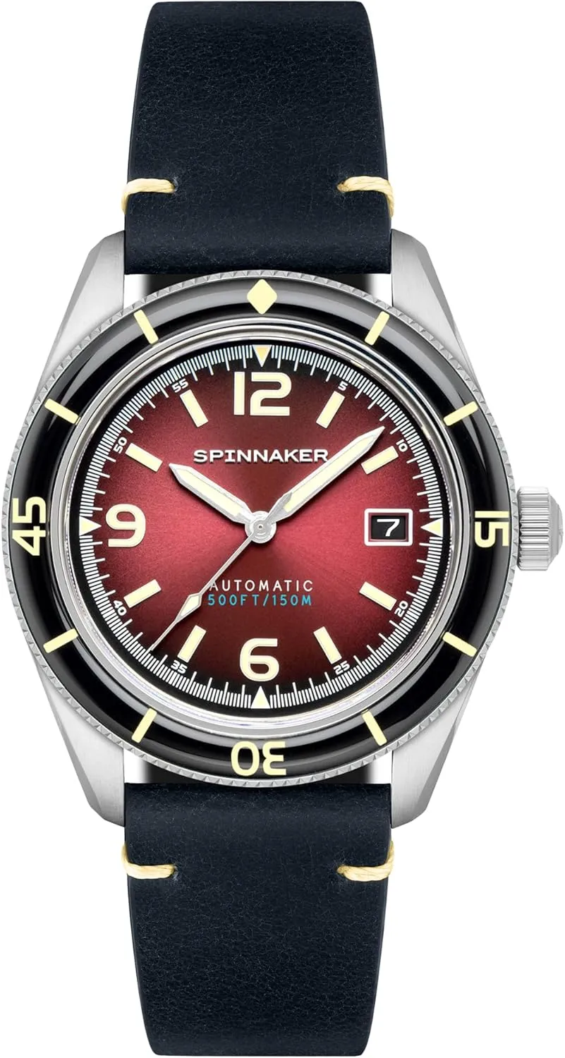 Spinnaker Mens 43mm Fleuss Automatic Watch with Genuine Leather Strap SP-5055