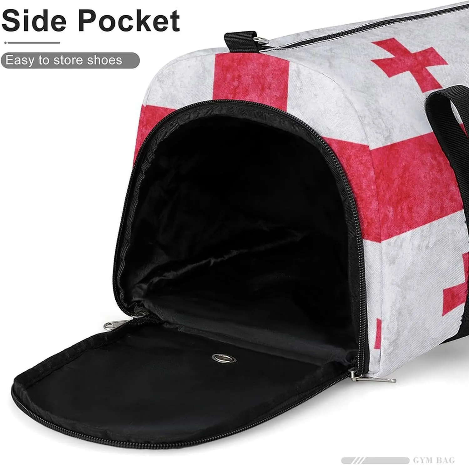 Sports Duffel Bag with Georgia Flag Textured Shoe Compartment Waterproof for Travel Gym