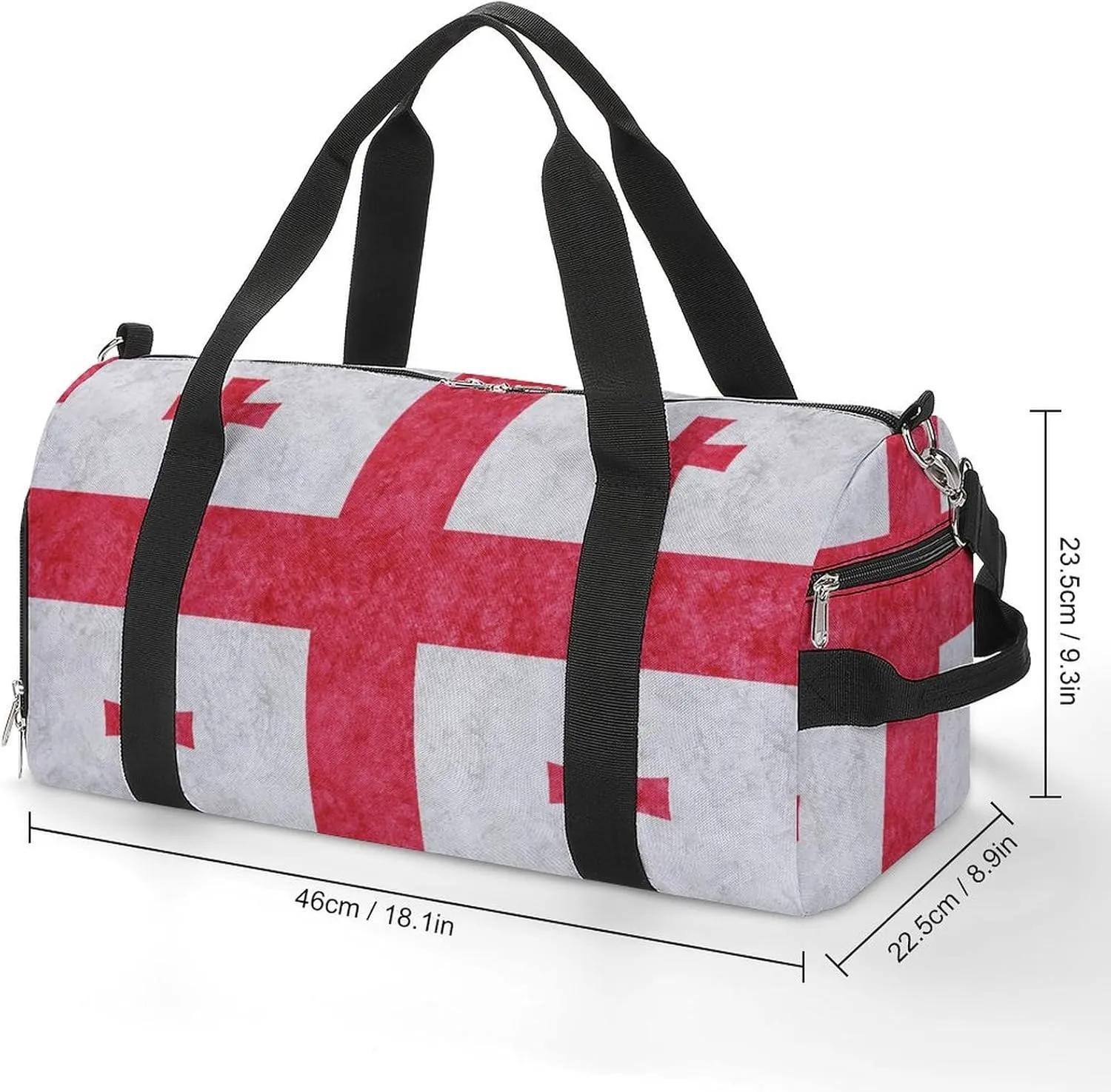 Sports Duffel Bag with Georgia Flag Textured Shoe Compartment Waterproof for Travel Gym