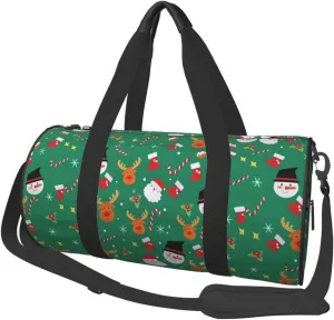 Sports Gym Duffle Bag Christmas Santa Snowman Deer Foldable Lightweight Travel Bag