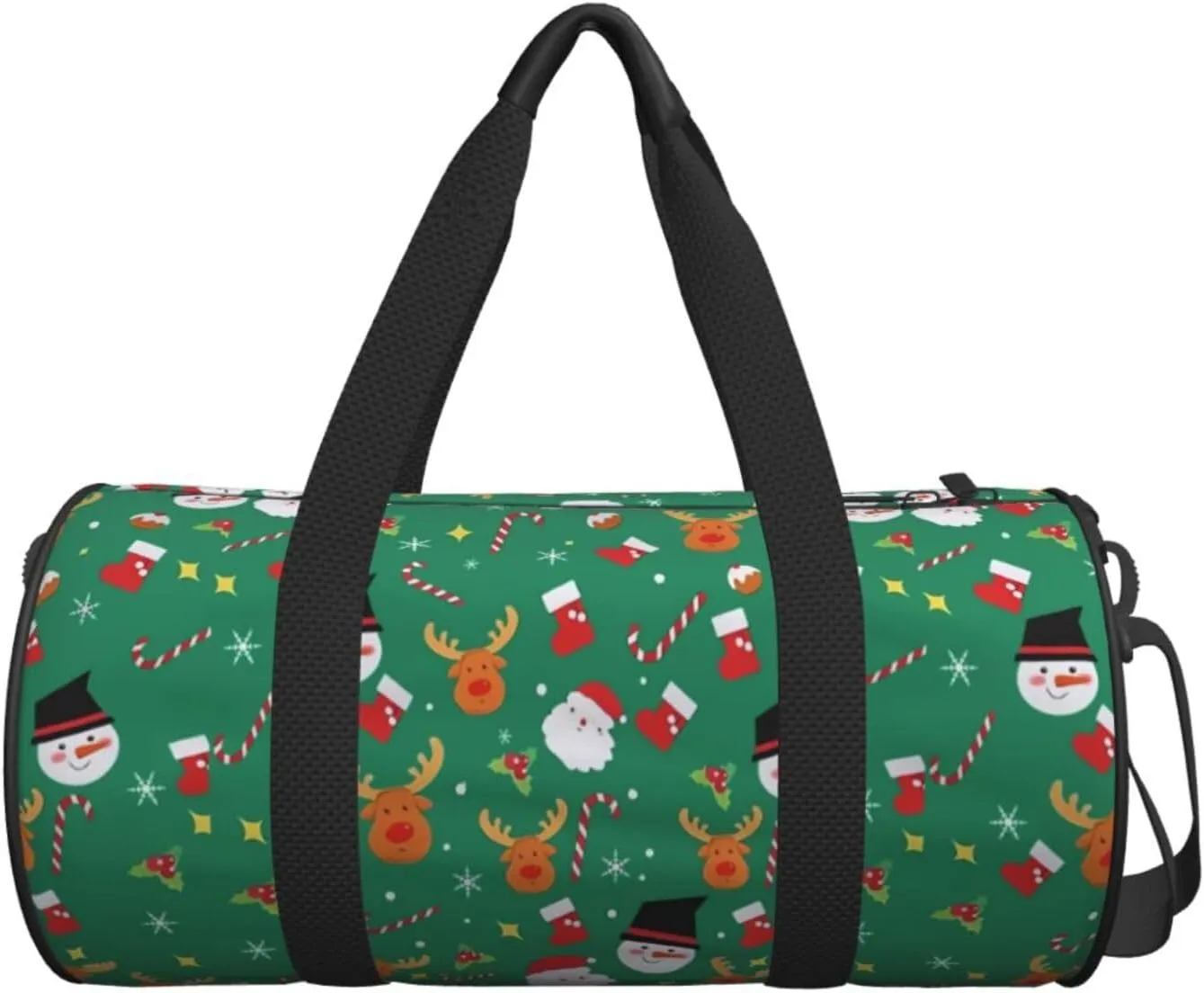 Sports Gym Duffle Bag Christmas Santa Snowman Deer Foldable Lightweight Travel Bag