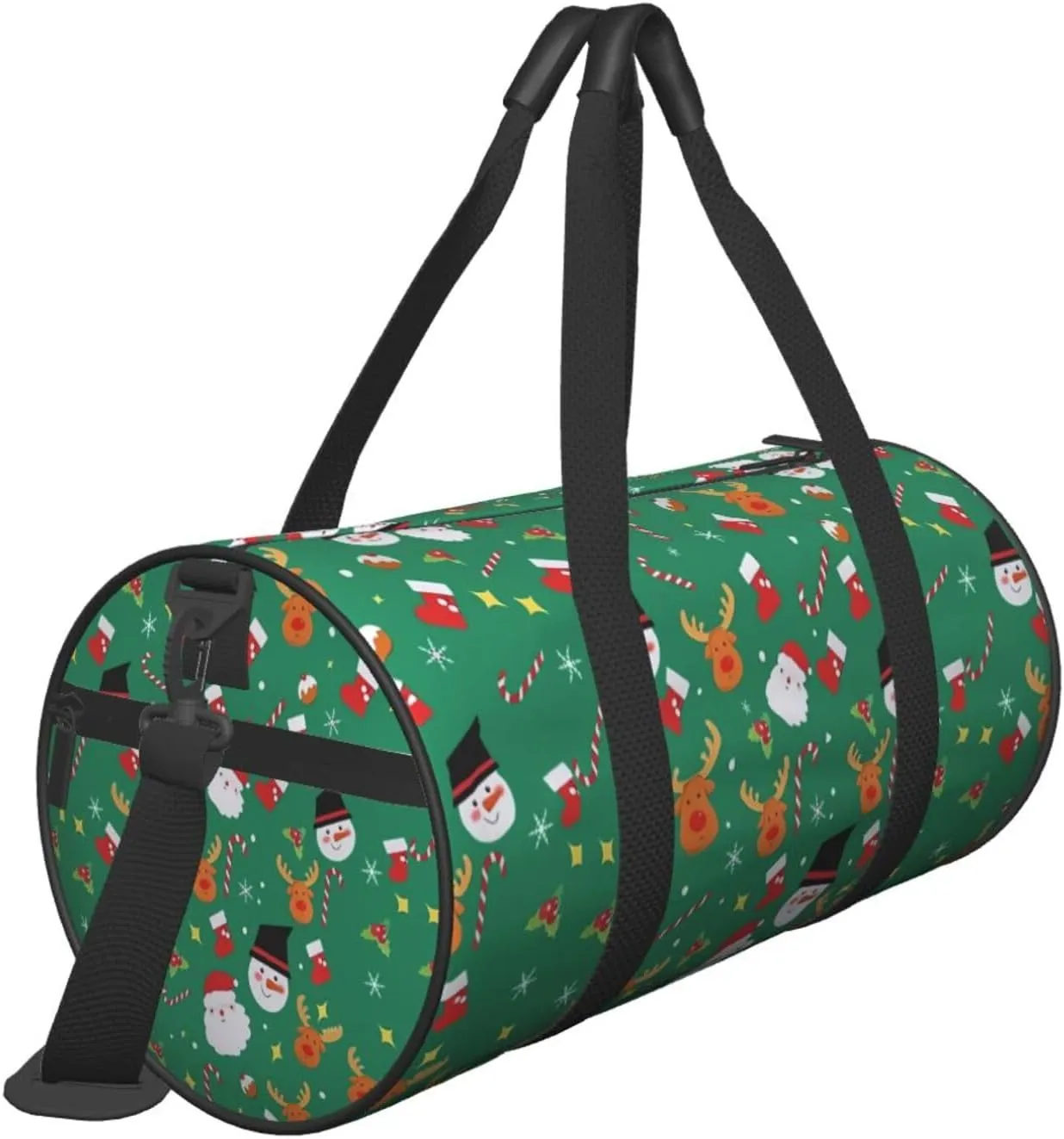 Sports Gym Duffle Bag Christmas Santa Snowman Deer Foldable Lightweight Travel Bag