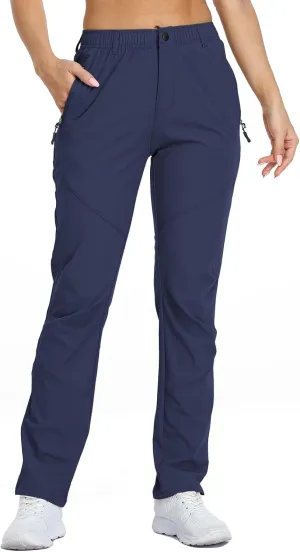 SPOSULEI Womens Summer Lightweight Pants Outdoor Nylon Quick Dry Travel Golf Hiking Sweatpants with Zipper Pockets