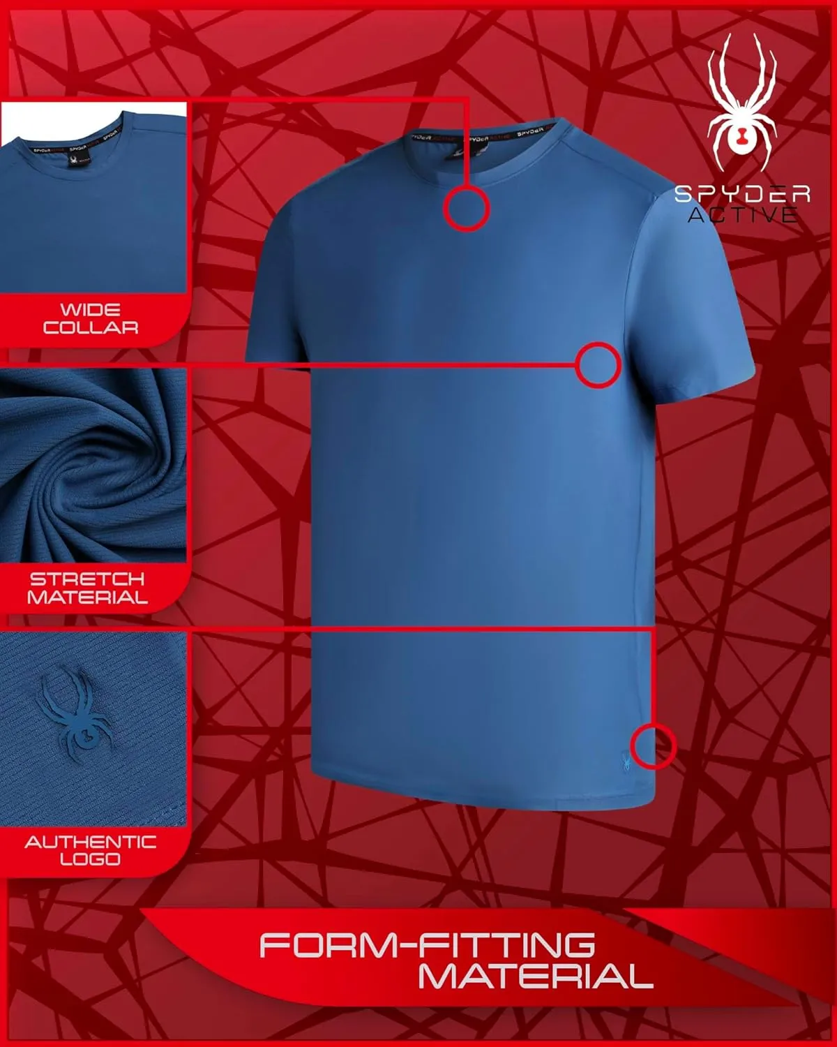 Spyder Men's Athletic T-Shirt - Textured Active Performance Stretch Sports Tee - Breathable Quick Dry Top (S-XL)