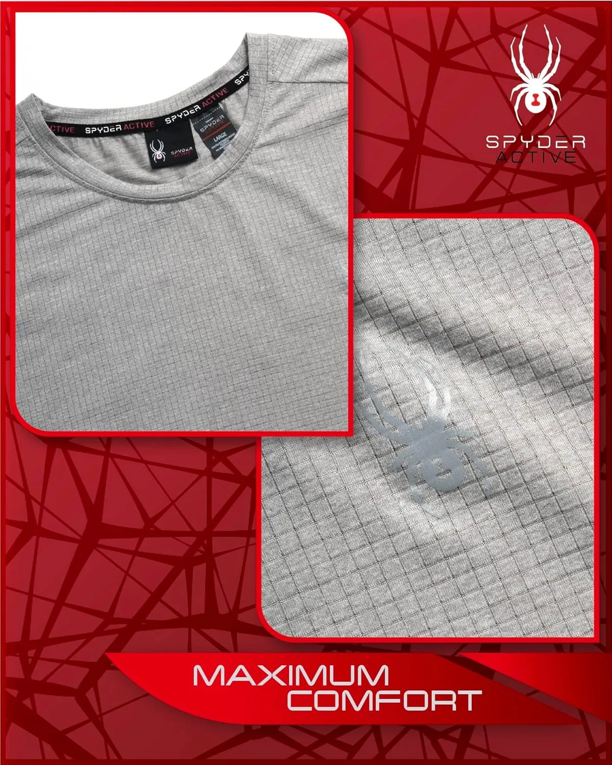 Spyder Men's Athletic T-Shirt - Textured Active Performance Stretch Sports Tee - Breathable Quick Dry Top (S-XL)