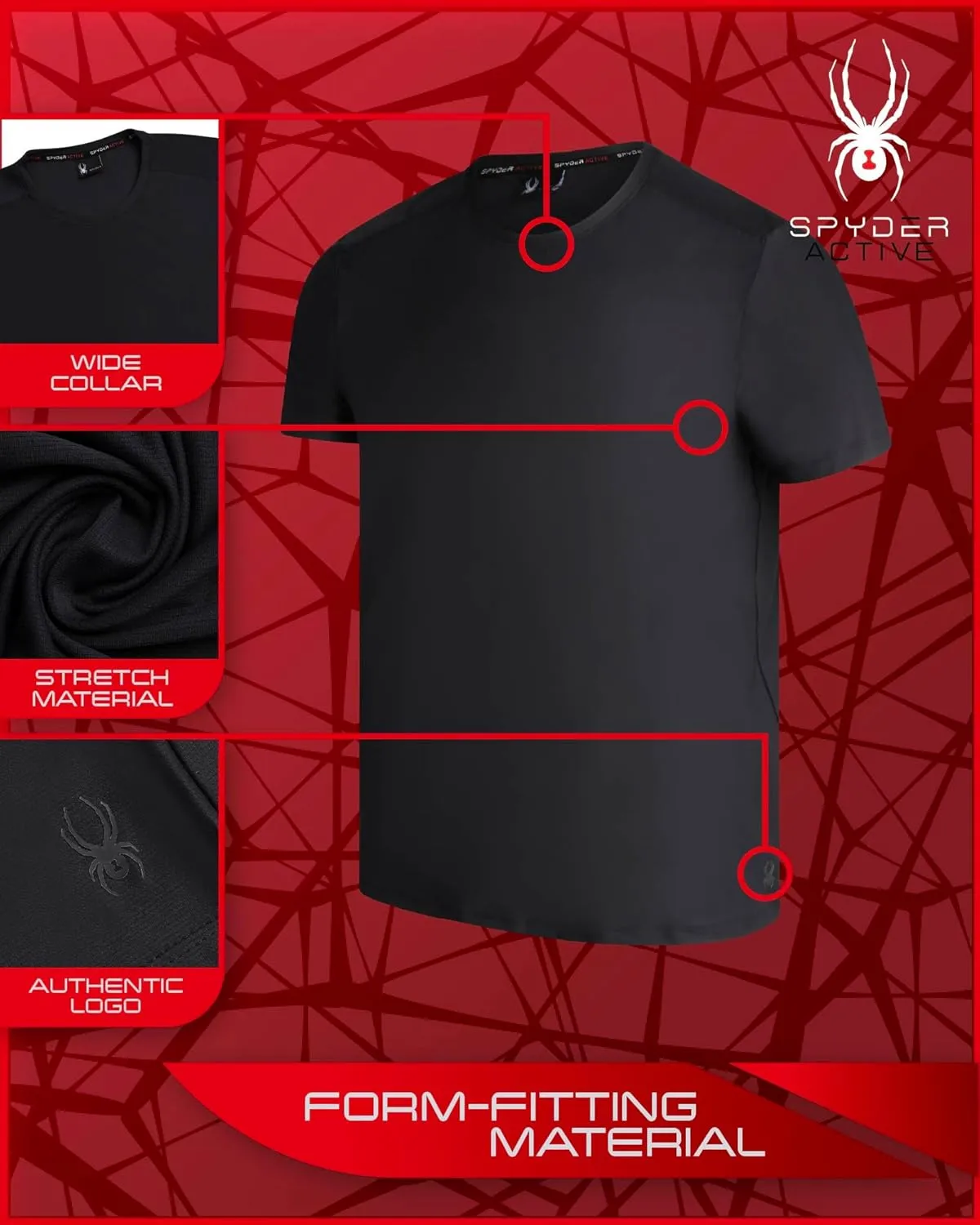 Spyder Men's Athletic T-Shirt - Textured Active Performance Stretch Sports Tee - Breathable Quick Dry Top (S-XL)