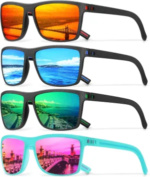 Square Polarized Sunglasses for Men Vintage Style Driving Travel Sun Glasses Lightweight Frame UV Protection Goggles