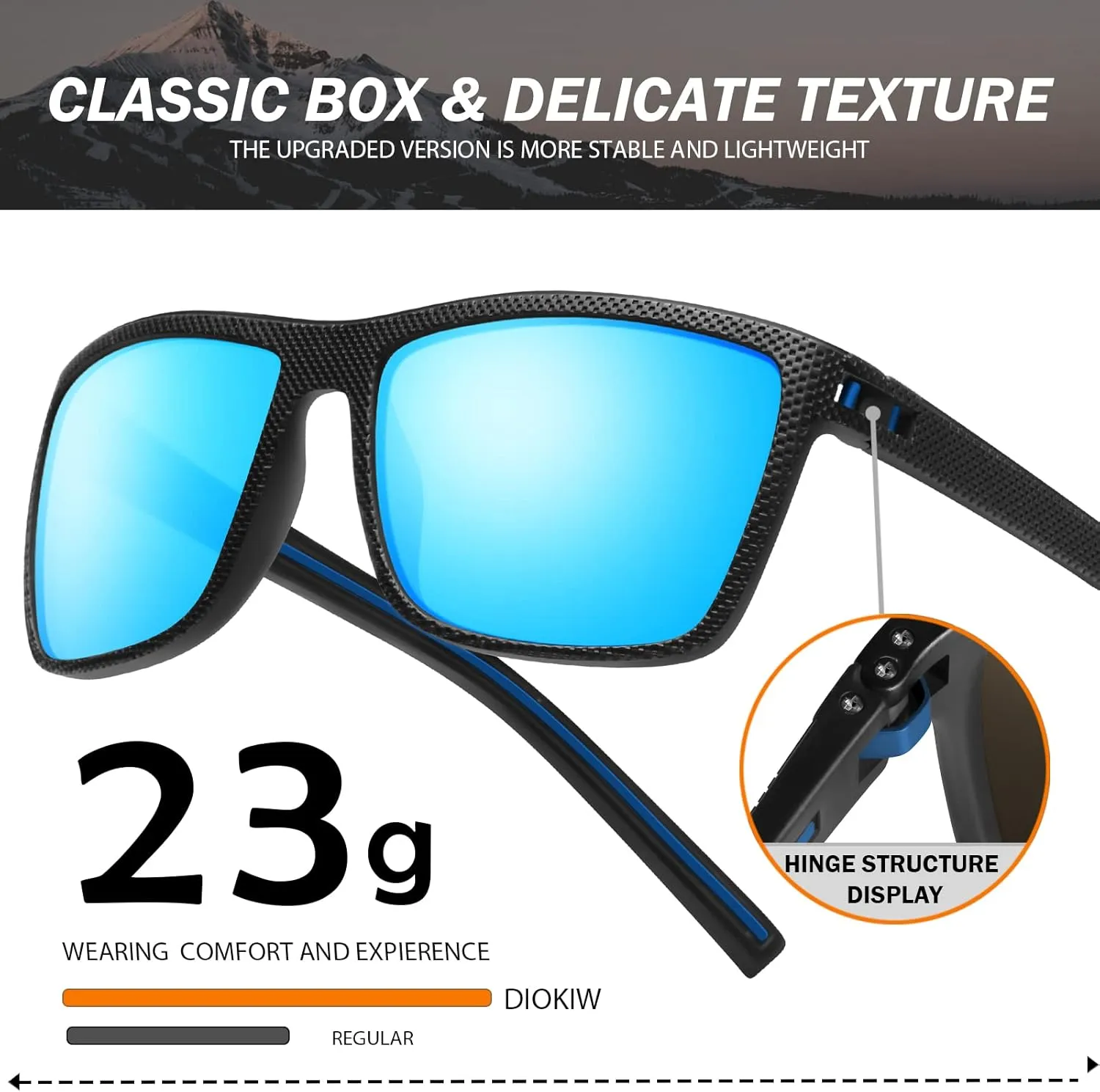 Square Polarized Sunglasses for Men Vintage Style Driving Travel Sun Glasses Lightweight Frame UV Protection Goggles