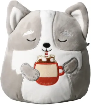 Squishmallows Official Kellytoy Plush 7.5 Inch Squishy Stuffed Toy Animal (Casmir The Husky with Hot Cocoa)